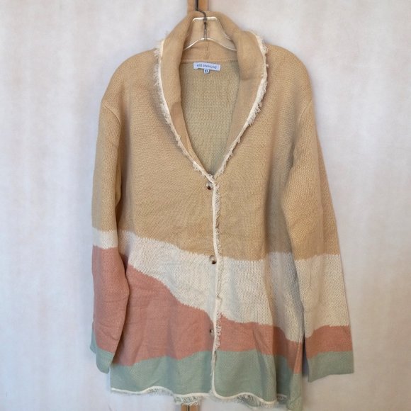 Miss Sparkling Boho Southwestern Pastel Desert Longline Cardigan Cactus Size M - Picture 2 of 5